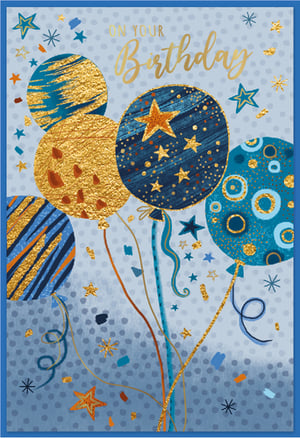 Celebrate in style with our eye-catching 'Open Birthday Male' card! This vibrant design features a stunning array of balloons in rich blues and shimmering gold, adorned with stars, confetti, and intricate patterns. The luxurious gold foil accents truly make this card stand out, adding a touch of sparkle to any birthday celebration. With its modern aesthetic and celebratory feel, it's the perfect choice for wishing a special man a very happy birthday. Supplied by Simon Elvin, each pack contains 6 beautifully designed cards, ready to delight your customers.