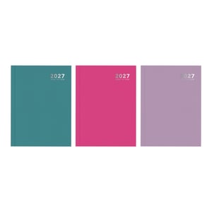 a set of three colorful notebooks with the year 2025 on them .