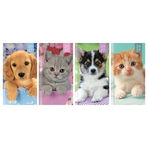 a set of four calendars with cats and dogs on them