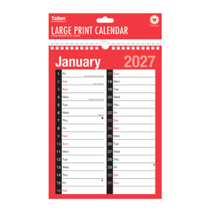 a tallon large print calendar for january 2025