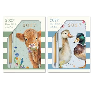 a cow and a duck are on the cover of a diary gift set