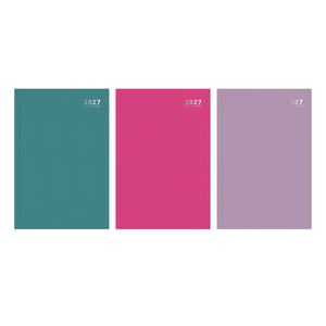 three different colored notebooks with the year 2026 on them .