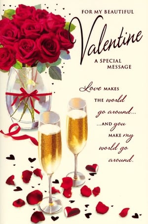 Help your customers celebrate love with this exquisite 'Open Female' Valentine's card from Simon Elvin. Adorned with a vibrant bouquet of red roses, elegant champagne flutes, and delicate rose petals, it beautifully captures the essence of romance. The tender message, "Love makes the world go around... AND you make my world go around," offers a truly special sentiment for a loved one. Ideal for expressing affection, this card is a thoughtful choice for Valentine's Day. Stock up with our convenient pack of 6 and spread the love this season.
