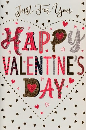 Make Valentine's Day extra special with this vibrant "Just For You" card from Simon Elvin. Adorned with dazzling glitter and playful heart patterns, its eye-catching design is sure to delight.

This "Open Male" card offers a versatile choice for any male recipient, making it a must-have for your seasonal display. The bold, textured lettering and charming heart details create a truly memorable greeting. Stock up with our convenient 1x6 pack and ensure your customers find the perfect message of love this Valentine's Day.