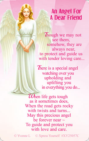 Offer a touch of comfort and warmth with our 'An Angel For A Dear Friend' card, brought to you by Xpress Yourself. This beautifully illustrated card features a serene angel, embodying peace and protection. The heartfelt poem inside conveys a message of enduring friendship and support, reminding loved ones that a special angel is always near, guiding and uplifting through life's twists and turns.
Perfect for showing someone you care, whether they're facing challenges or simply need a gentle reminder of your affection. This thoughtful card is an ideal addition to your gift card selection, appealing to customers seeking meaningful ways to connect. Available in a convenient pack of 6, ensuring you're always stocked with this comforting choice.