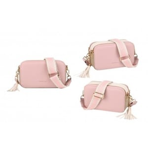 Introduce your customers to the delightful Equilibrium Tri-Colour Cross Body Bag, a must-have accessory for effortless style! This charming bag blends soft pink with elegant cream and subtle taupe accents, creating a versatile palette perfect for any occasion.

Crafted with a chic rectangular silhouette, it features a comfortable, adjustable woven strap in complementary pink and cream, allowing for hands-free wear. Gold-tone hardware adds a touch of sophistication, while the playful tassel zip pull provides a stylish finish. Ideal for everyday essentials, this cross-body bag combines practicality with undeniable charm. A fantastic addition to any collection, offering both fashion and function.