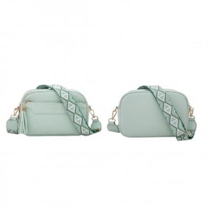 Introduce a refreshing pop of colour to your collection with our Equilibrium Front Pocket Cross Body Bag in Mint. This delightful bag is designed for both style and practicality, making it a must-have for your customers.

Crafted in a beautiful mint hue, this cross-body bag features a convenient front pocket and a secure main compartment, both with zip closures, perfect for keeping essentials organised. The standout feature is its eye-catching, wide patterned strap in complementary shades of green and white, offering comfortable wear and a touch of contemporary flair. With elegant gold-tone hardware, this compact yet spacious bag is ideal for everyday adventures or a chic evening out. Supplied individually, it's ready to charm your clientele.