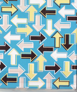 A blue background with arrows pointing in different directions.