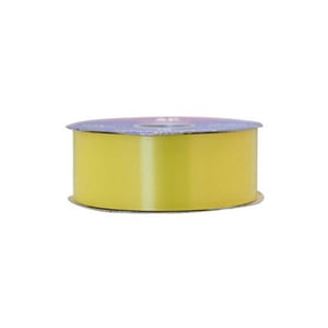 A roll of yellow ribbon on a white background.