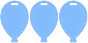 Three blue balloons is lined up in a row on a white background.