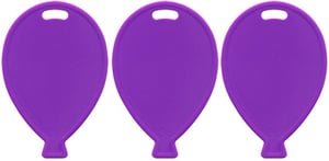 three purple balloons are lined up on a white background