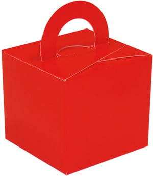 A red box with a handle is on a white background.