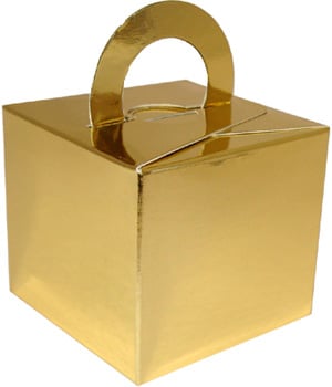 A gold box with a handle is on a white background.