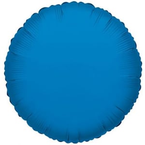 A blue balloon in the shape of a circle on a white background.