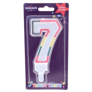 A giant candle shaped in the number 7.
