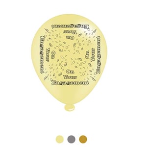 A balloon that says "on your engagement" on it.