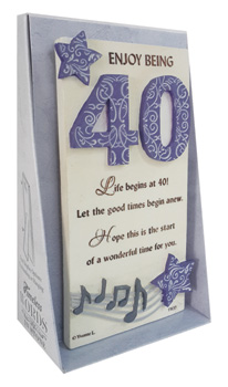 A card that says "Enjoy being 40" on it.