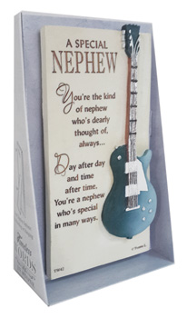 A card with a guitar on it for a special nephew.