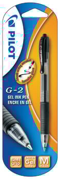 A Pilot G-2 gel ink pen is in a package.