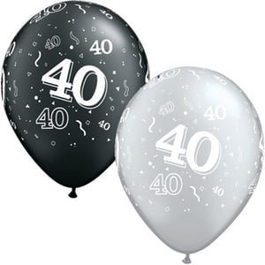 Two balloons with the number 40 on them.