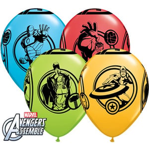 A bunch of Avengers assemble balloons in different colors.