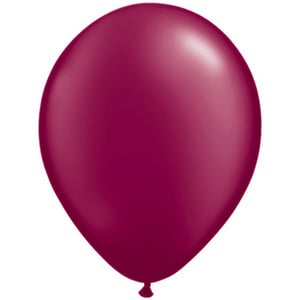 A burgundy balloon are floating on a white background.