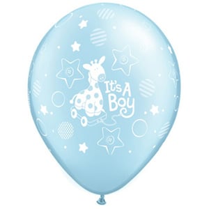 A blue balloon that says "it's a boy."