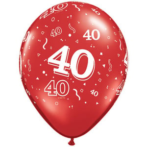 A red balloon with the number 40 on it.