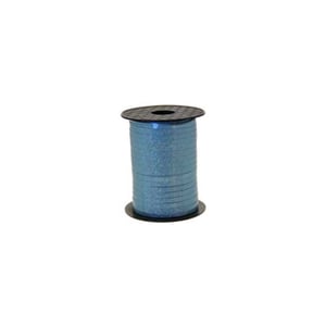 A spool of blue ribbon on a white background.