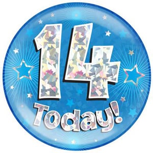 A blue plate with the number 14 on it.
