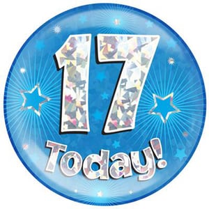 A blue balloon with the number 17 on it.