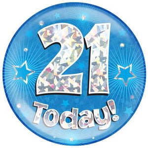 A blue plate with the number 21 on it and the words "today!" written