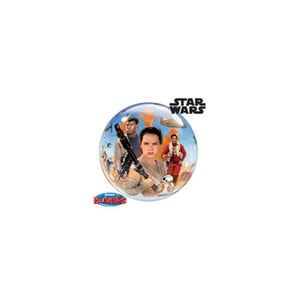 A Star Wars balloon with a picture of Rey.