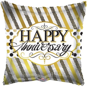 A balloon that says "Happy Anniversary" on it.
