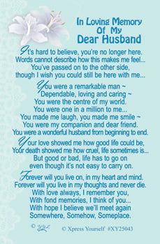 A poem titled "In Loving Memory of My Dear Husband".