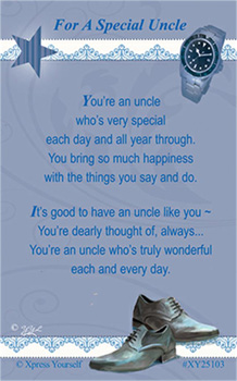 A greeting card for an uncle, special, with a watch and shoes.