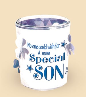 A shot glass that says, "No one could wish for a more special son."