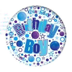 A blue and white birthday boy paper plate's.