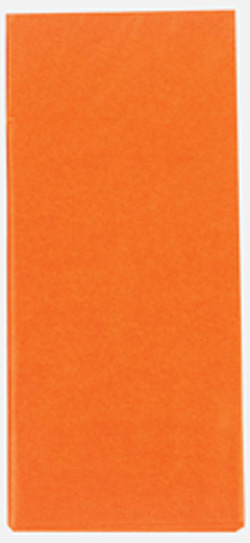 A long orange piece of paper is on a white background.