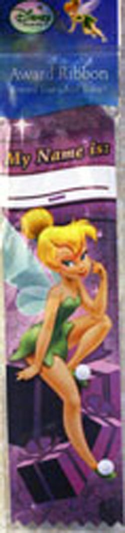A Tinkerbell award ribbon that says "my name is."