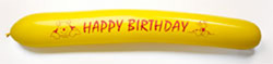 A yellow balloon that says "Happy Birthday" on it.