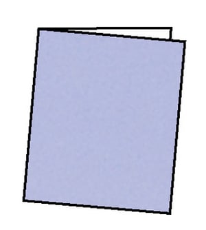A drawing of a piece of purple paper on a white background.
