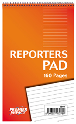 a reporters pad that has 160 pages on it